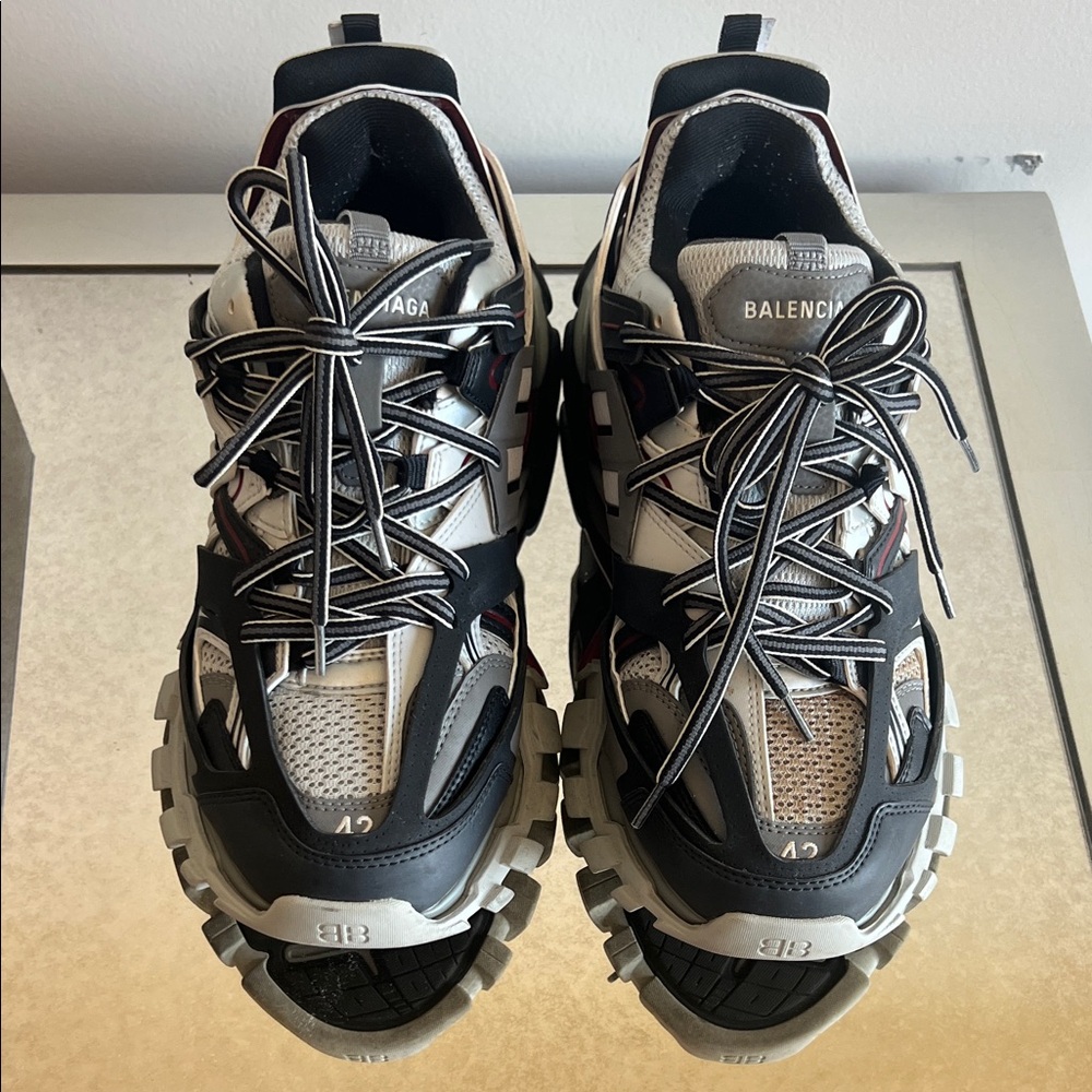 Balenciaga Men's Black and White Sneakers